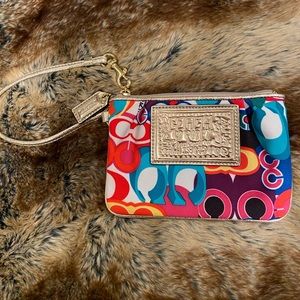 Multi-color coach wristlet